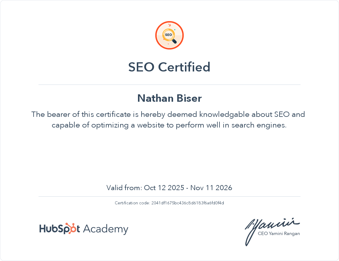 HubSpot SEO Certification